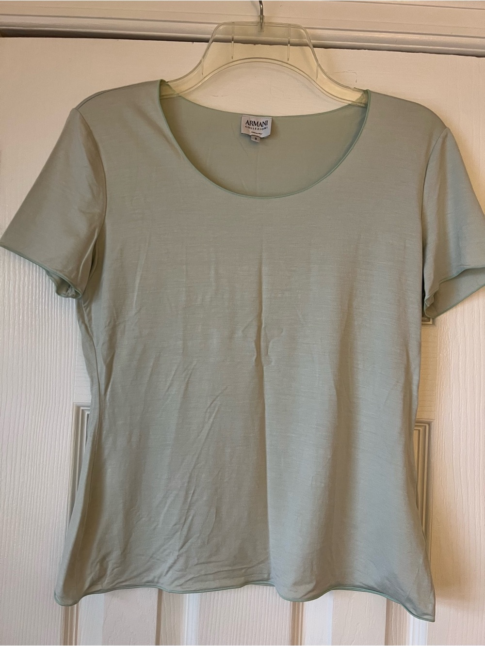 Armani Collezioni Short Sleeve Top, Cool Mint, Size 8